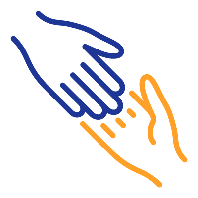 Graphic of one hand reaching out to another from United Way Fresno and Madera Counties to those that need help